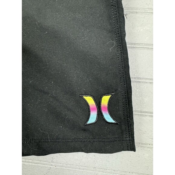 Hurley Size 38 Mens Board Shorts Swim 21" Length Black Tie Waist Back Pocket - Picture 4 of 6